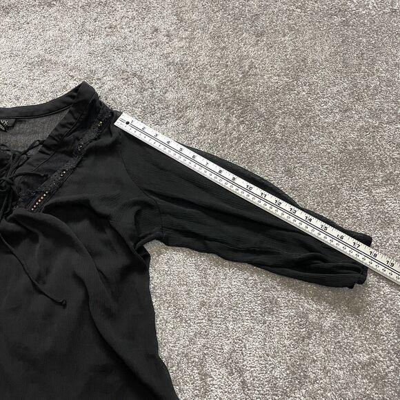 Alyx Blouse Shirt Womens 2X Black Long Sleeve Cross Lace V Neck Tank Top Lining - Picture 8 of 8